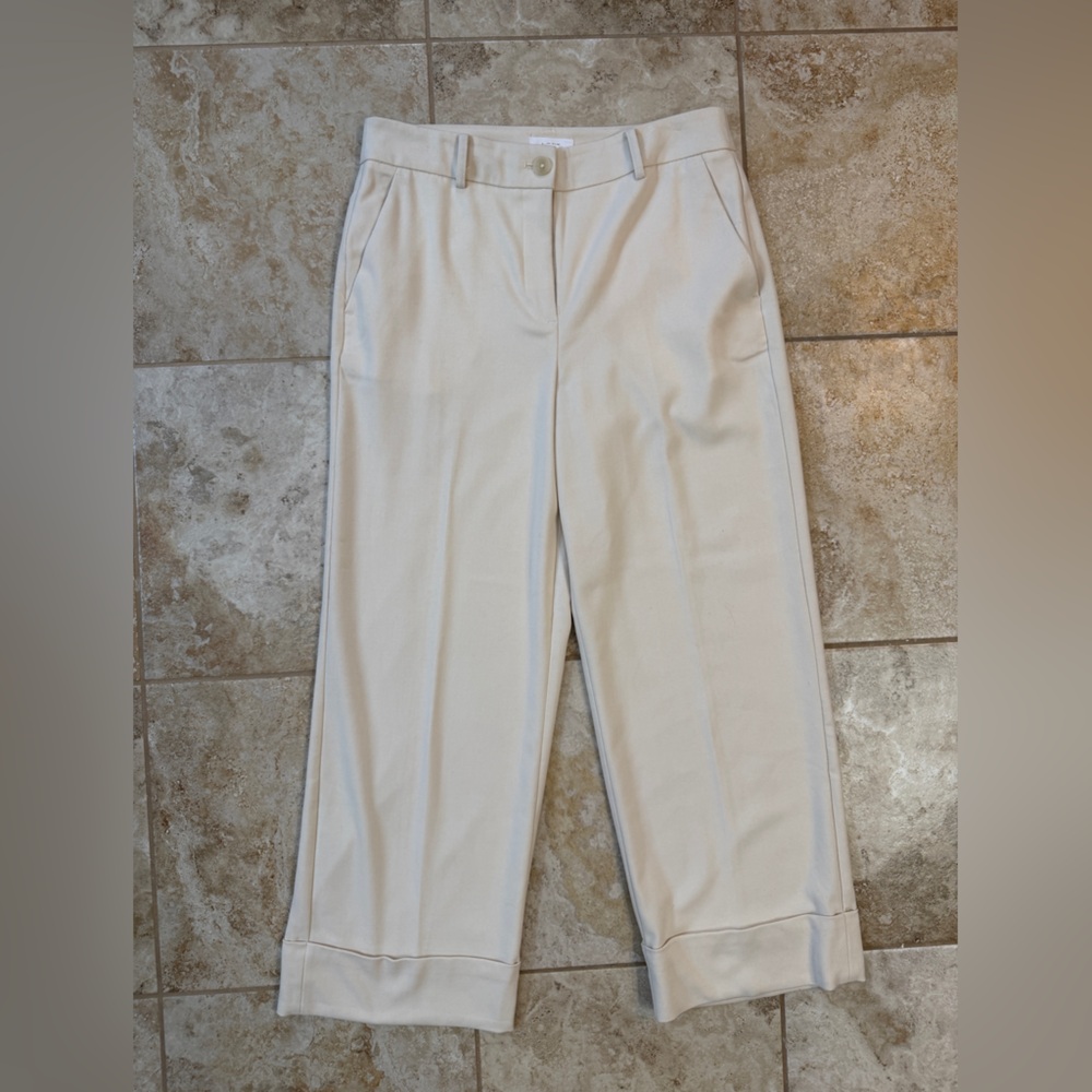 LOFT Cream Cropped Wide-Leg Trouser Pants Size 6 NWOT
